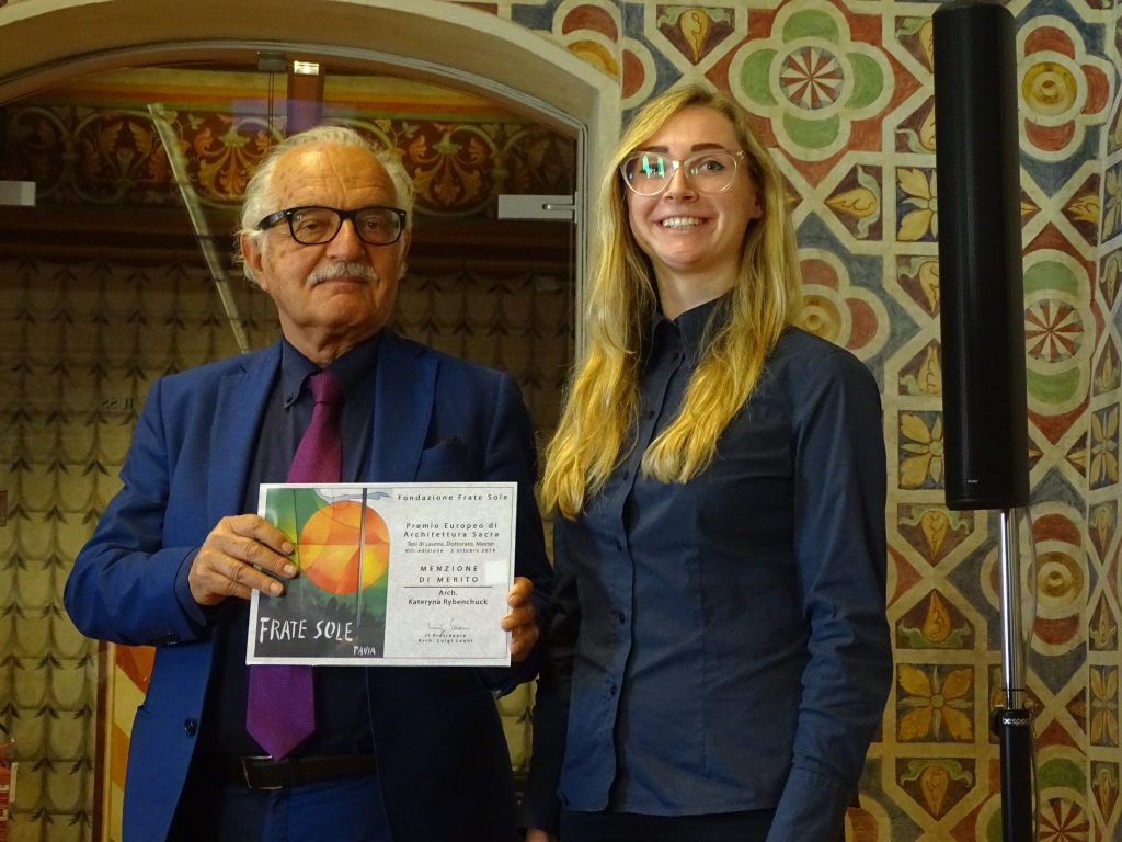 Giuseppe Maria Jonghi Lavarini, membro del CdA della Fondazione Frate Sole premia arch. Kateryna Rybenchuck – MENZIONE DI MERITO